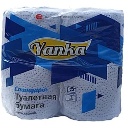 Бумага туалетная двухслойная ПРЕМИУМ YANKA, на втулке100% цел. 1*4 рулона, 17,25м, РБ/20