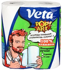 Бумага туал. двухсл.  "Veta POP ART", на втулке 100% цел,Белая 1*4 рулона РБ/20