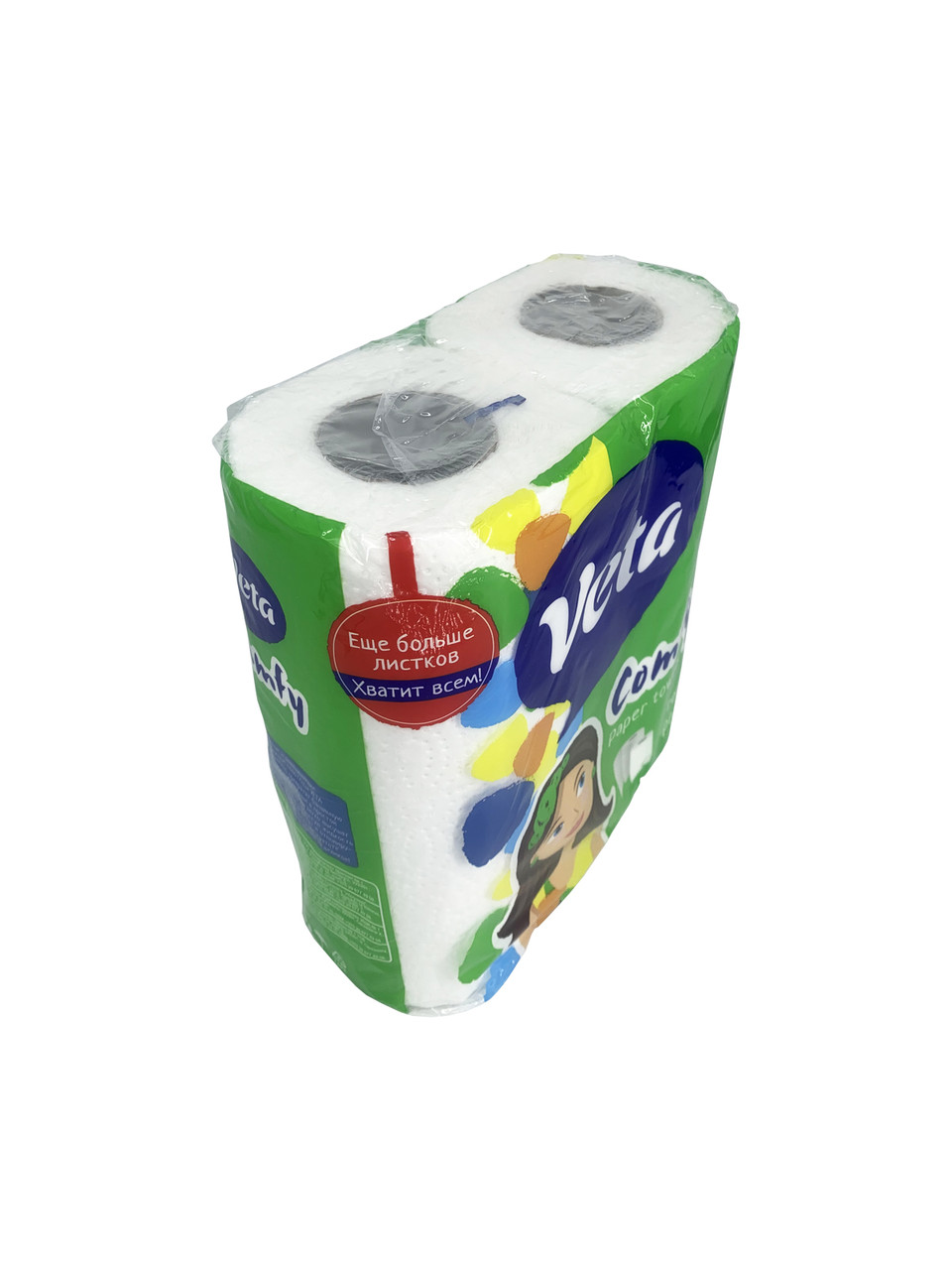 Полотенца бум. "Veta СОMFY" двухсл.,100% цел, БЕЛЫЕ, пл.18г/м,длина 11,5 м, 1*2 рул. РБ/20