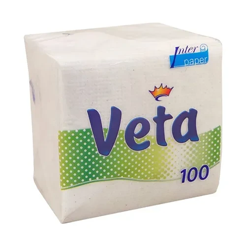 Салфетки бумажные неокрашенные "VETA WHITE ECO",22*22 уп/100шт , РБ/20