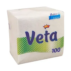 Салфетки бумажные неокрашенные "VETA WHITE ECO",22*22 уп/100шт , РБ/20