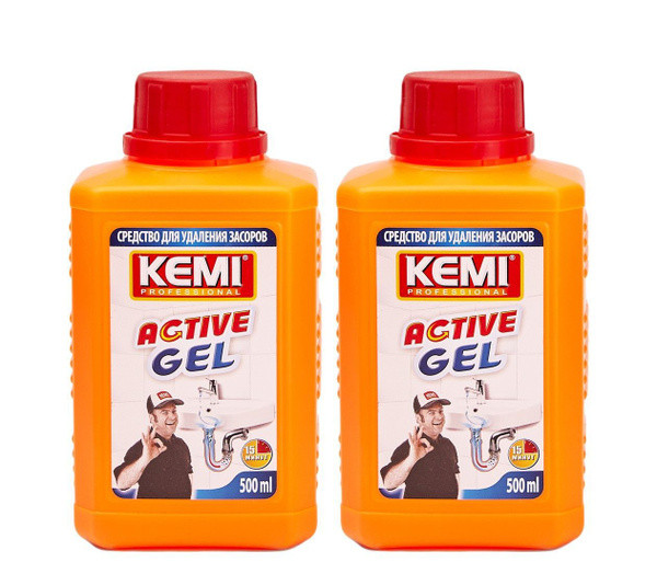 Средство для удаления засоров в кан.трубах "KEMI-Professional-ACTIVE Gel", 1000 мл. 6/РБ