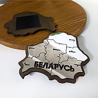 Магнит сувенирный деревянный "Беларусь" (серебро)