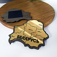 Магнит сувенирный деревянный "Беларусь" (золото)