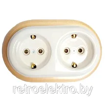 Розетка двухместная керамическая ретро Арбат Белый, Interior Electric, фото 2