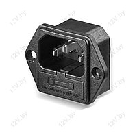 Разъем питания/Евровилка сетевая с отсеком для предохранителя 250V 10A