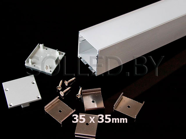 Алюминиевый накладной (подвесной) профиль LUX 35х35 комплект для LED светильника - фото 1 - id-p34687822