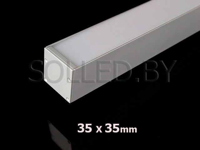 Алюминиевый накладной (подвесной) профиль LUX 35х35 комплект для LED светильника - фото 2 - id-p34687822