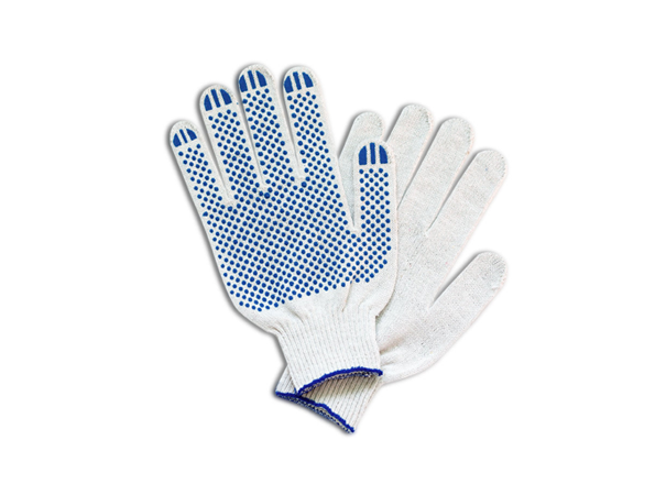 Перчатки рабочие хб с ПВХ, 6 нити, 10 класс вязки белые