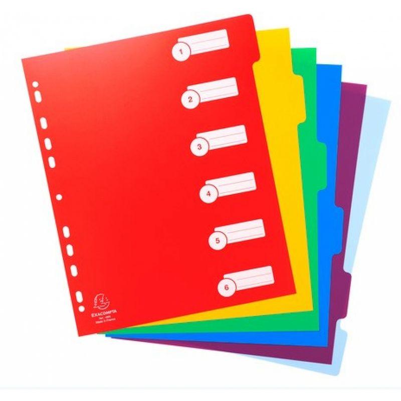 Разделитель на 6 делений А4+ "maxi Exacompta" пластик, б/маркир., ассорти