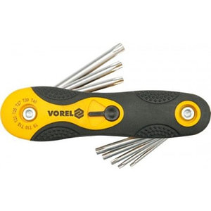 Ключи складные TORX с отверстием T9-T40 (набор 8шт.) "Vorel"