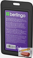 Бейдж Berlingo ID 200, 85х55 мм., вертикальный, без держателя, крышка-слайдер, черный, арт.PDk_01010