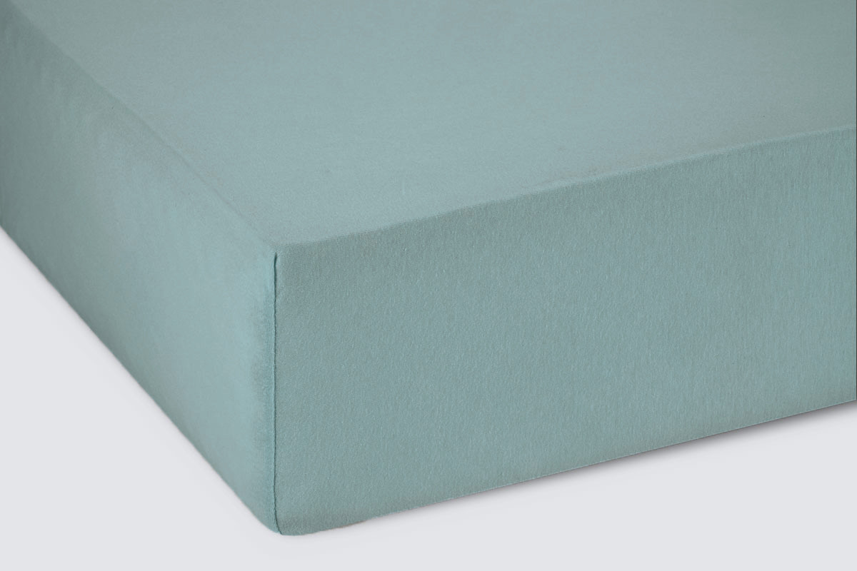 Простыня трикотажная на резинке 180*200*20 голубая ель ECOTEX