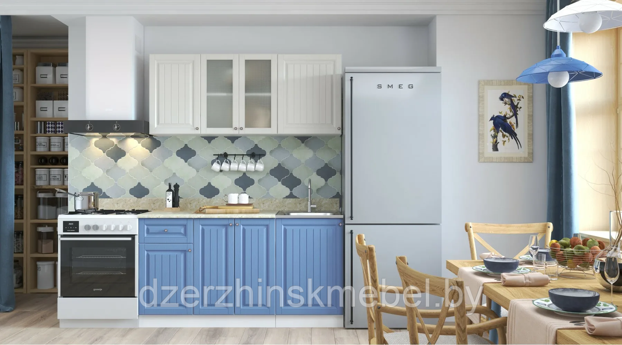 Готовая кухня Хозяюшка 1,5м Акация белая/Деним МДФ