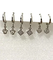 Серьги колечки набор красивые во 2 прокол маленькие детские сережки кольца для девочек малышек подарок