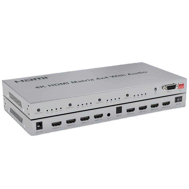 Матричный коммутатор - свитч-сплиттер 4×4 HDMI 4K, jack 3.5mm, SPDIF/Toslink, RS232, EDID, пульт ДУ 559187