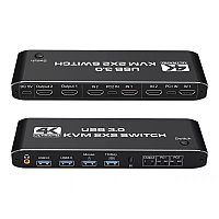 KVM-переключатель 2х2 HDMI 4K USB3.0, для двух мониторов, черный 559194