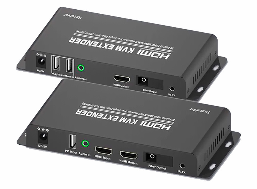 KVM-удлинитель HDMI USB по оптическому кабелю SC до 20км, комплект, черный 559170