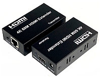 Удлинитель сигнала HDMI UltraHD 4К по витой паре RJ45 (LAN) до 60м, комплект, черный 559126