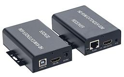 KVM-удлинитель HDMI USB по витой паре RJ45 UTP (LAN) до 60 метров, FullHD 1080p, комплект, с креплениями,
