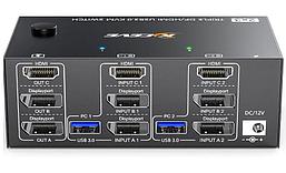 KVM-переключатель 2х3 HDMI/DisplayPort 8K USB3.0, для трех мониторов, черный 559182