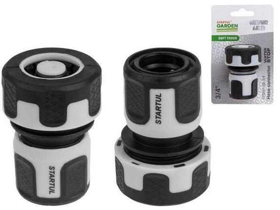 Муфта быстросъемная 3/4" с автостоп. STARTUL GARDEN (ST6017-08-3/4) (soft touch, двухкомпонентная, SILVER, фото 2