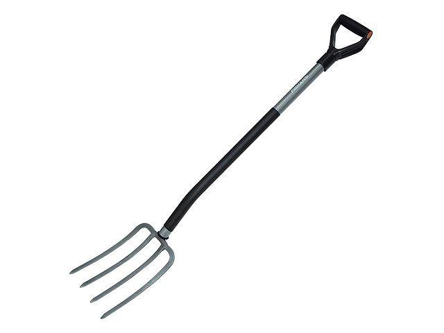Вилы садовые Ergonomic FISKARS (Длина - 123 см.  Ширина - 9,5 см.  Вес - 2,09 кг.)