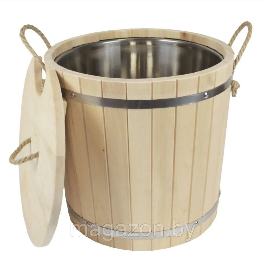 Запарник 20л с крышкой и нерж. вставкой, ольха