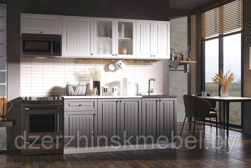Готовая кухня Хозяюшка 2,4м Белая акация/Трюфель МДФ