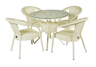 Комплект садовой мебели DECO 4 с круглым столом (белый)