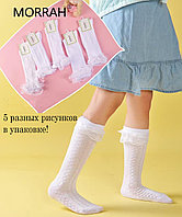 Гольфы для девочки жаккардовые белые (5 рисунков)