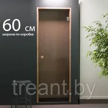 Стеклянная дверь для бани и сауны 60*200 см (8 мм. бронза, 2 петли, круглая ручка) MODENA BRONZE