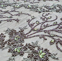 Сетка вышитая со стразами и бисером