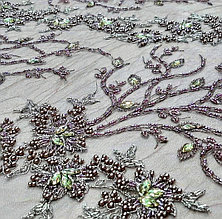 Сетка вышитая со стразами и бисером