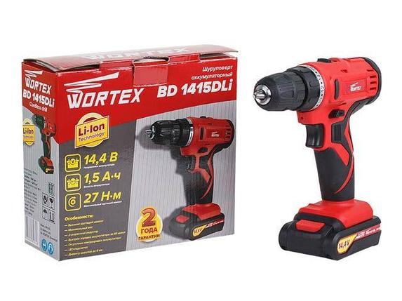 Аккум. дрель-шуруповерт WORTEX BD 1415 DLi в кор. (14.4 В, 1 акк., 1.5 А/ч Li-Ion, 2 скор., 27 Нм, шурупы до 8, фото 2