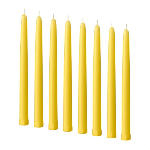 IKEA/  КЛОКХЕТ неароматическая свеча, желтый, 25 см 1 шт
