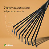 Грабли малые, веерные, пластинчатые, 9 зубцов, длина 52 см, металл, металлическая рукоять с резиновой ручкой,, фото 3