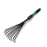 Грабли малые, веерные, пластинчатые, 9 зубцов, длина 52 см, металл, металлическая рукоять с резиновой ручкой,, фото 6