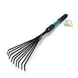 Грабли малые, веерные, пластинчатые, 9 зубцов, длина 52 см, металл, металлическая рукоять с резиновой ручкой,, фото 9