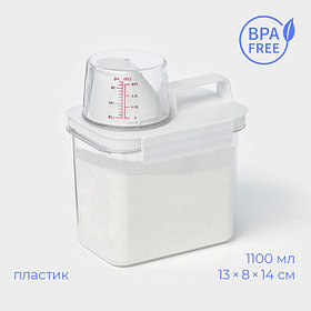 Контейнер для стирального порошка и кондиционера, с мерным стаканом, 1100 мл