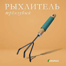 Рыхлитель Greengo, длина 30.5 см, 3 зубца, деревянная ручка с поролоном