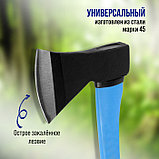 Топор кованый ТУНДРА, фиберглассовое обрезиненное топорище 43 см, 1000 г, фото 2