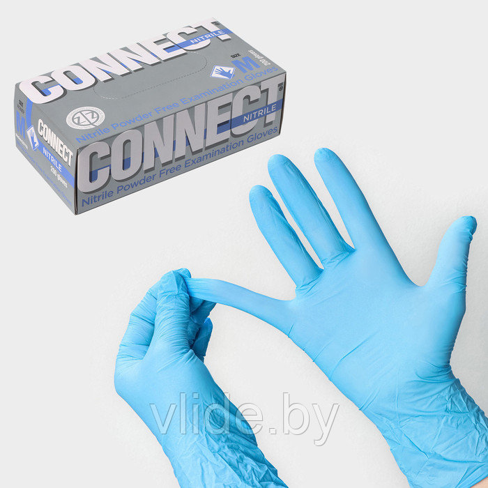 Перчатки нитриловые Nitrile, смотровые, нестерильные, размер М, 200 шт./уп (100 пар), голубые