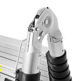 Стремянка-лестница телескопическая ТУНДРА, раскладная, алюминиевая, 2.5×2.5 м, фото 6