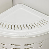 Корзина для белья угловая, 45 л, 38×38×56 см, с крышкой, белая, фото 3