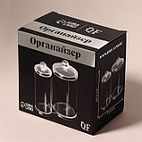 Органайзер для ватных палочек и дисков, с крышкой, 2 секции, 12.5×7.3×13.5 см, прозрачный, фото 7