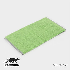 Тряпка для пола Raccoon, 250 г/м², 50×30 см, микрофибра, с оверлоком, 1 шт, зеленая