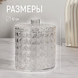 Органайзер для хранения, 1 секция, с крышкой, d=10×12.5 см, прозрачный, фото 2