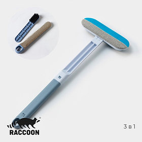 Щётка для окон Raccoon, длина 44 см, велюровая насадка 18.2×6.5 см, щётка для одежды 18.2×2 см, пластиковая