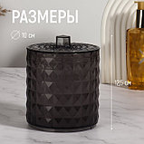 Органайзер для хранения, 1 секция, с крышкой, d=10×12.5 см, чёрный, фото 2